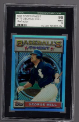 Topps Finest Refractor #175 1993 George Bell Sp centrado sin líneas SGC 9 como nuevo Foto 1 de 2