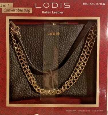 LODIS 黑色意大利皮革 - 5 合 1 - 可调式包钱包 - 全新带盒 — 第 1/2 张图片