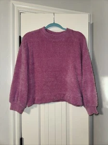 Old Navy XXL(Girls18)  Pink Mock Neck Fuzzy Crop Top Knit Sweater - Picture 1 of 3