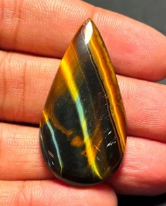 Natural Tiger Eye Cabochon Pear Loose Gemstone For Jewelry Making J 9477 - Picture 1 of 5