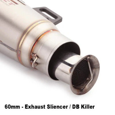60mm Universal Motorcycle Muffler DB Killer Detachable Silencer Stainless Steel - Image 1 of 4