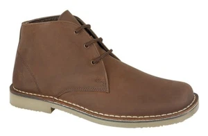 Roamers Waxed Brown Desert Boots Suede Leather 3 Eyelet Boot - Picture 1 of 3