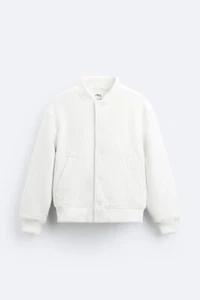 New Zara Boucle Wool Blend Bomber Jacket White S XL 6318/550 coat overshirt jean - Picture 1 of 10