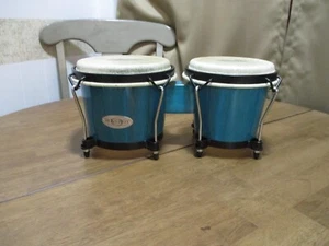 Toca Percussion Synergy Wood Bongos - Bahama Blue Bongo Drums - Picture 1 of 18