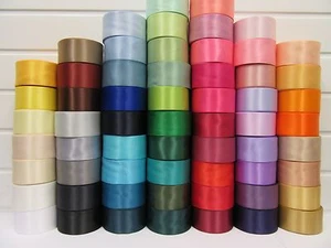 50mm Satin Ribbon 2 metres or 25 metre Roll double side Tape Trim UK 2" inch - Picture 1 of 85