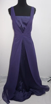 Jordan Púrpura Oscuro Formal Novia Baile de graduación Vestido Mujer Talla 6 Transparente Superposición Foto 1 de 4