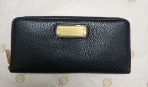 MARC JACOBS Wallet Continental Leather Black Logo Zip-Around Large Women's NWT - Picture 1 of 13
