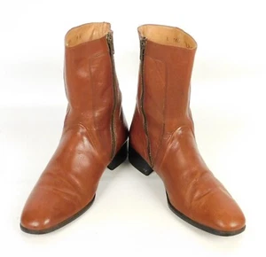 James A. Banister Brown Italian Made Zip Up Leather Boots 8 Med - Picture 1 of 9