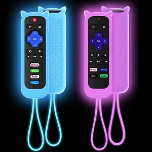 2 Pack Case for Roku Remote, Cover for Hisense/TCL Roku TV Steaming Silicone - Picture 1 of 7