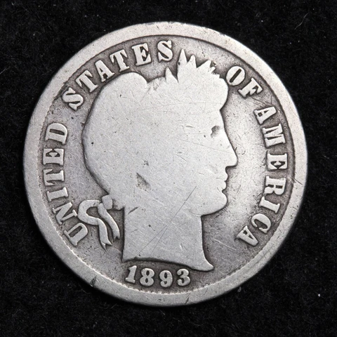 1893-S Silver Barber Dime GOOD FREE SHIPPING Cover