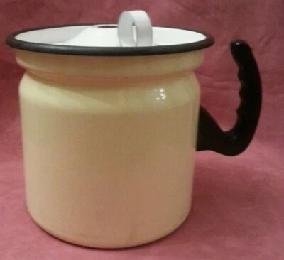 Rare Ancien pot à lait en tôle émaillée marron Enameld - Photo 1/4