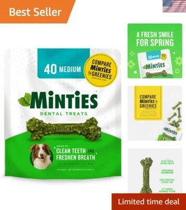 40 Mint-Flavored Dental Treats - Clean Teeth & Fight Bad Breath for Dogs - Picture 1 of 11