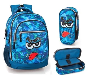 Eastwick set Zaino + Astuccio Ally FACES Face Faccine Smail Scuola Ragazzi blu/M - Foto 1 di 3