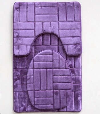 Роскошная гостиничная коллекция ковров для ванны из 3 предметов премиум-класса с эффектом памяти из пеноматериала с тиснением. - Изображение 1 из 4