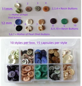 Boxed variety of buttons Various buttons, each box has 10 styles, - Picture 1 of 1