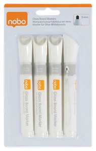 Nobo® 1905323, Glasboardmarker Marker für Glas-Whiteboards weiß, 4 Stück - Bild 1 von 2