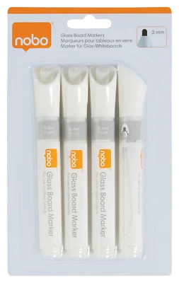 Nobo® 1905323, Glasboardmarker Marker für Glas-Whiteboards weiß, 4 Stück - Bild 1 von 2
