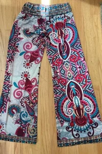 Women's Fashion Boho Print Colorful Comfy Bell Bottom Stretchy Flare Pants - Picture 1 of 1