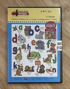 Tolles Design A-B-C ZOO 5x7 Hoop Stickerei CD 31 Designs Nähen mit Nancy NEU - Bild 1 von 2