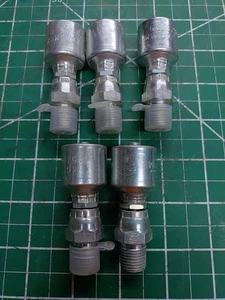 (5) Gates G25105-0404 Hydraulic Crimp Fitting 1/4" Hose to Male Swivel 1/4 NPT - Picture 1 of 1