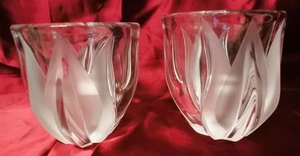 Lalique Kristall DEUX TULPEN zwei Tulpen Blumenvasen signiert Lalique 2er Set - Bild 1 von 7