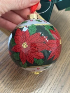 3" Glas Ornament umgekehrt bemalt handbemalt Weihnachtsstern mit grüner Box  - Bild 1 von 9