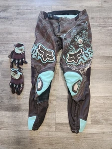 Fox Racing 180 Voke Pants Aqua Size 5/6 MX BMX Motocross w/youth L gloves - Foto 1 di 9