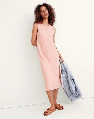 Vestido midi sin mangas de algodón orgánico Madewell cuello redondo tejido informal talla XS suave Foto 1 de 4