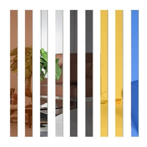 5St Acryl 3D Mosaik Fliesen Spiegel Streifen Wandaufkleber DIY Hintergrund Dekor - Bild 1 von 24