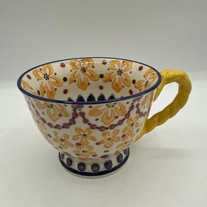 Tazza caffè Anthropologie Elka Ayaka floreale con manico attorcigliato e piedistallo - Foto 1 di 15