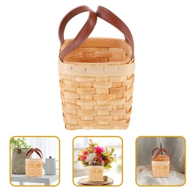  4 Pcs Cestino Di Fiori Tessuto A Mano Mini Cestini Per Bomboniere - Immagine 1 di 4