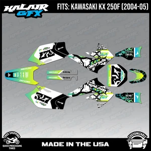 Graphics Kit for Kawasaki KX250F (2004-2005) KX 250F Rail Series - Lime - Picture 1 of 4