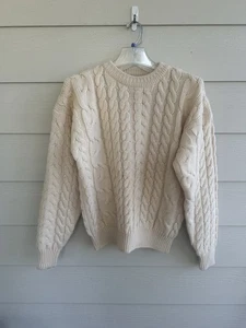 Vintage STRUKTUR 100 % Wolle Zopfmuster Fischer Pullover Herren Small gebraucht, in einwandfreiem Zustand - Bild 1 von 15