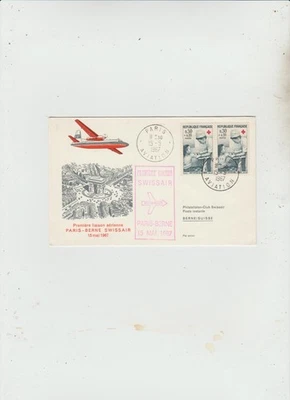 France 1967 Swissair First Fligt Cover with '66 Red Cross issue as postage - Image 1 of 2