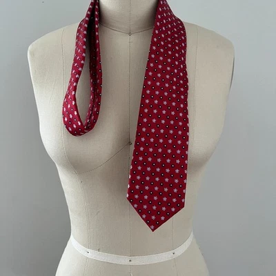 Black Brown 1826 Men's Necktie Red Tie Flowers Polyester/Silk - Image 1 of 4