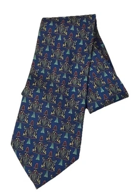 Corbata vintage Liberty of London 100 % seda azul marino patrón de urna cariátide Foto 1 de 4