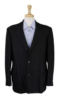 Tailored in Italy Black Herringbone 3B Heavy Peak Lapel Overcoat Blazer Coat 40R - Image 1 of 4
