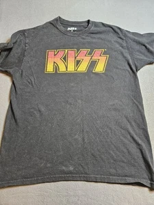 KISS Shirt Medium schwarz KISS Logo gelb rot Flammen mit Edelsteinen am Logo - Bild 1 von 6