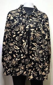 Appleseeds Damen Gr. XL schwarz Blumen Blätter Blazer Chore Mantel Jacke Taschen - Bild 1 von 7