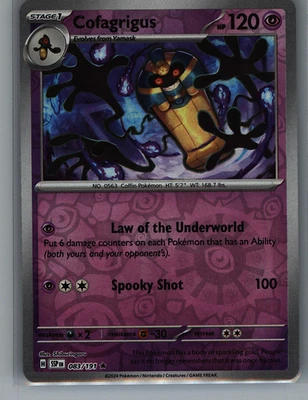 Pokémon TCG Surging Sparks Cofagrigus Reverse Holo - Image 1 of 2