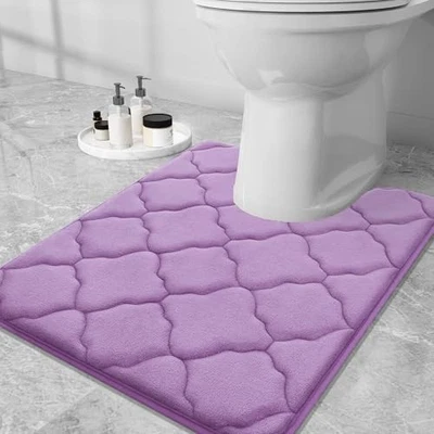  Memory Foam Toilet Rugs U-Shaped 24x20, Ultra 24" x 20" Contour Rug Lavender - Image 1 of 4