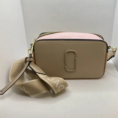 Original Marc Jacobs Snapshot Tasche rosa lachs hellbraun Leder Colorblock Muster  - Bild 1 von 4