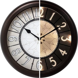 Presentime & Co. 12.6" Illuminated Farmhouse Wall Clock, Silent Battery Operated - Picture 1 of 12
