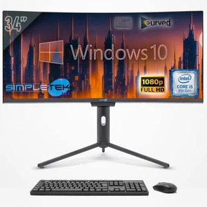 Aio All In One I5 34" Curved Fhd Windows 10 4Gb 240Gb Gaming Computer Editing Pc - Picture 1 of 10