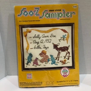 Nuevo Muestrario de Nacimiento Punto de Cruz De Colección S103 Woodland Friends Baby Memory - Imagen 1 de 8