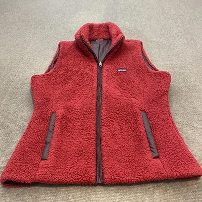 Chaleco Patagonia Mujer Grande Rojo Polar Sherpa Cremallera Completa Reversible Exterior Senderismo Foto 1 de 4