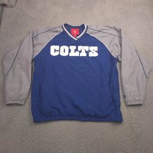 NFL Colts Pullover Giacca Uomo Grande Blu Grigio Foderato Scollo V Giacca a Vento Vintage - Foto 1 di 10