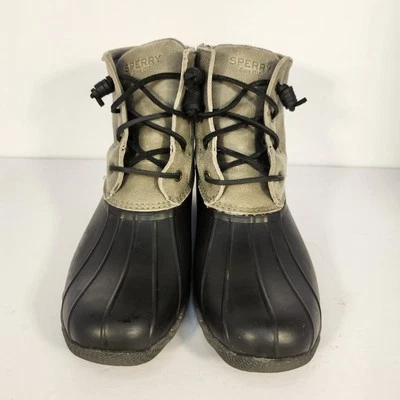 Botas Sperry Top Sider para mujer 9 pato de agua salada negras grises cuero suave Foto 1 de 4