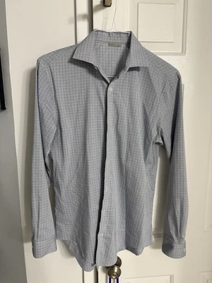 Camisa para hombre Kenneth Cole Reaction talla 15 32/33 manga larga azul a cuadros Foto 1 de 2