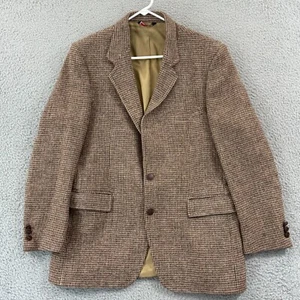 Vintage Yves Saint Laurent Blazer Men 42 Brown Houndstooth Wool 90s Tweed Jacket - Picture 1 of 15